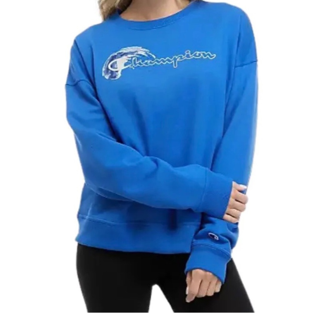 NWT - Champion Bright Royal Logo Powerblend Crewneck Sweatshirt